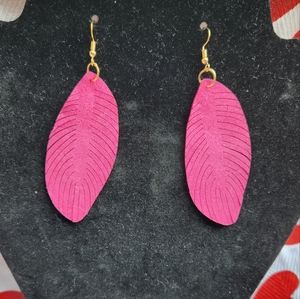 $1 Hot Pink Fringe Feather Earrings *FF